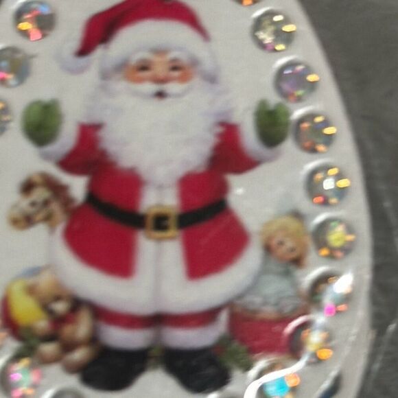 Christmas Vintage Santa Tear Drop Earrings w/Stones - Picture 2 of 5